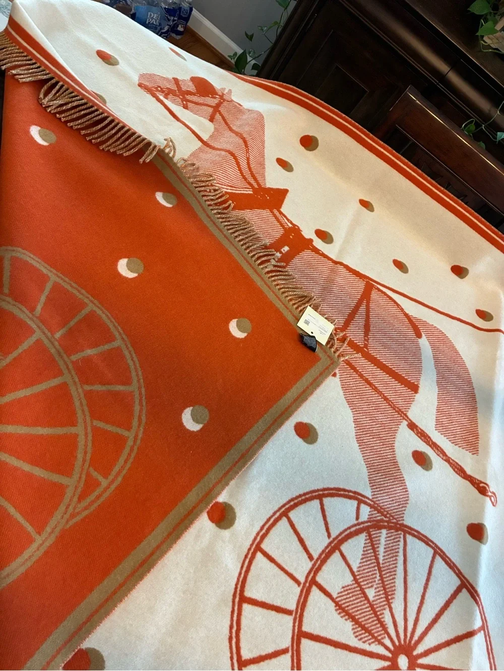 Hermes Cheval Cabriolet Merino Cashmere Throw Blanket AUTHENTIC